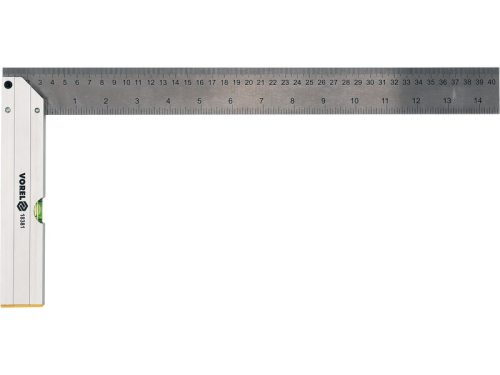 VOREL Libellás asztalos derékszög 400 mm inox
