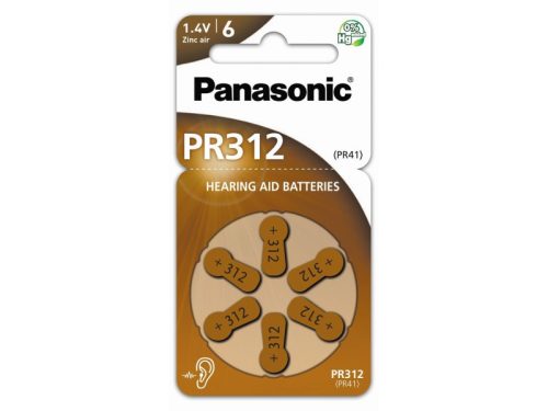 PANASONIC PR312 cink-levegő hallókészülék elem 1,4 V (6 db/cs)