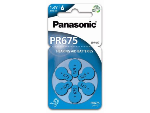 PANASONIC PR675 cink-levegő hallókészülék elem 1,4 V (6 db/cs)